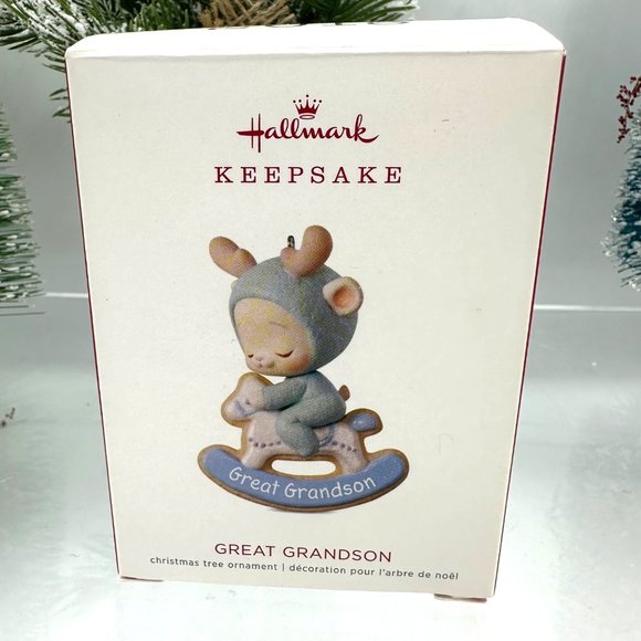 Hallmark Keepsake Ornament Great Grandson 2018 Rocking Horse Winter Christmas - Picture 1 of 8
